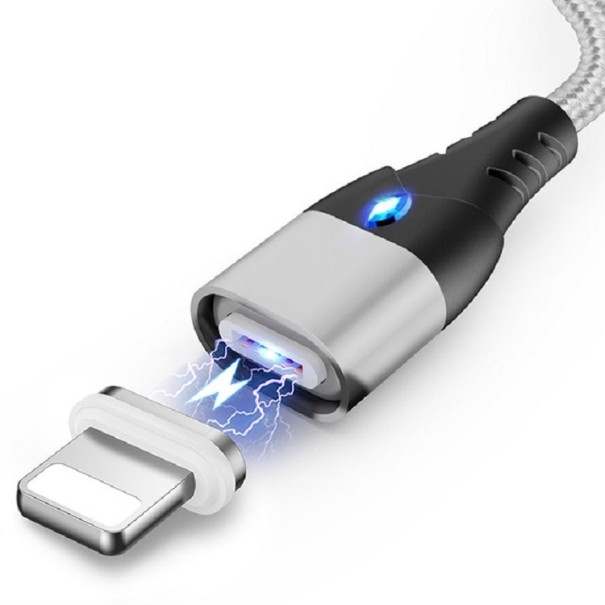 Magnetyczny kabel USB QC 3.0 srebrny 1 m 1