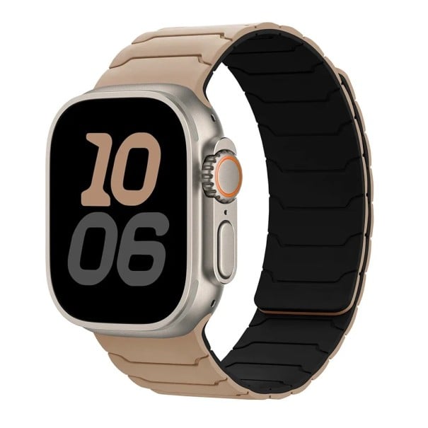 Magnetyczny silikonowy pasek do Apple Watch Series 11 42 mm Regulowany pasek z magnetycznym zapięciem miękki wygodny pasek do codziennego noszenia brązowy