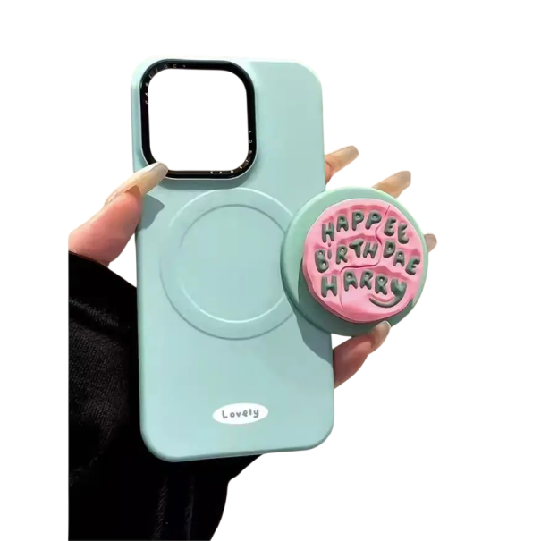 Magnetyczny uchwyt telefonu z angielskimi literami Plastikowy dekoracyjny stojak dla iPhone 17 Stylowy magnetyczny uchwyt zielony