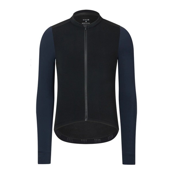 Maillot de cyclisme à manches longues avec fermeture éclair pour les périodes plus fraîches, avec 3 poches arrière et 1 poche latérale, noir-bleu S