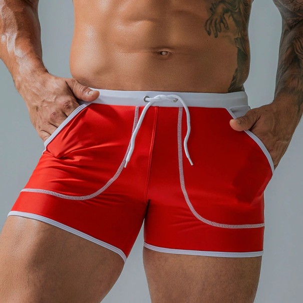 Maillots de bain pour hommes avec poches rouge XS