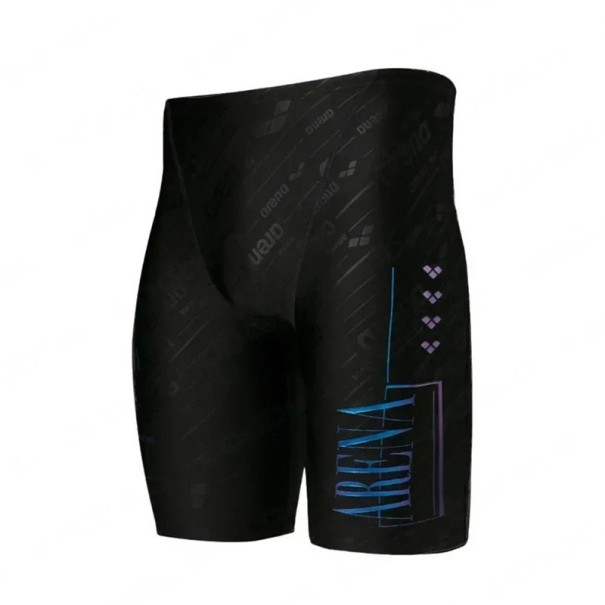 Maillots de bain pour hommes noirs avec des motifs colorés Lycra Coupe sportive ajustée Ceinture élastique Maillots de bain pour la plage et la piscine avec le logo arena XL