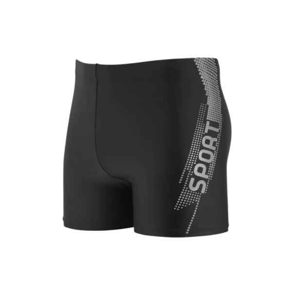Maillots de bain pour hommes Unis Noir avec inscription Sport et bande sur le côté en Polyester Sèche-rapide Maillots de bain pour la plage et la piscine gris XS