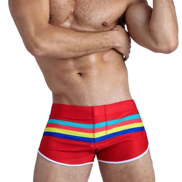 Maillots de bain rayés pour hommes F903 rouge XS