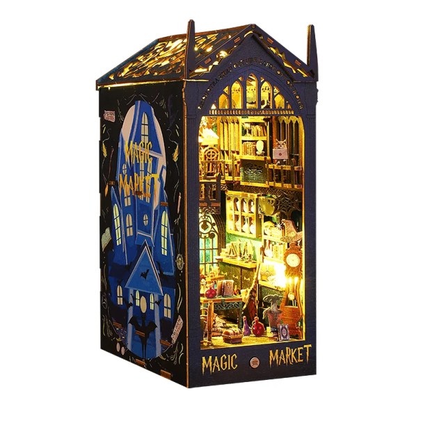 Maison de poupée 11,5 x 19 x 26,8 cm Kit de construction 3D en bois avec lumière LED et meubles Modèle de bricolage Maison miniature Assemblage 1