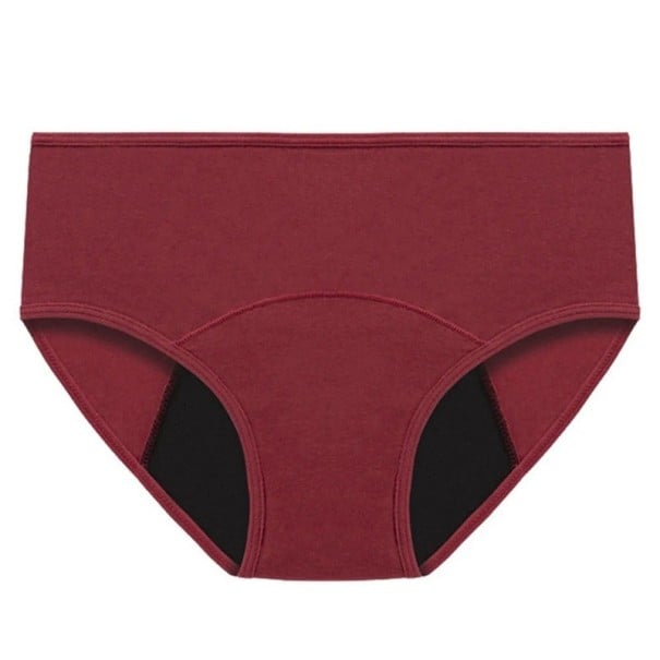 Majtki menstruacyjne z niskim stanem Bawełna poliester Jednokolorowa chłonna bielizna Wielokrotnego użytku komfortowe majtki menstruacyjne wino M