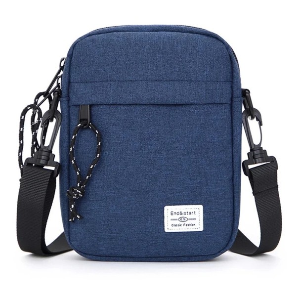 Mala bolsa masculina casual 18,9×13,5×4,5 cm Bolsa quadrada pequena a tiracolo em tecido oxford Moda diagonal crossover costurada à mão unissexo azul