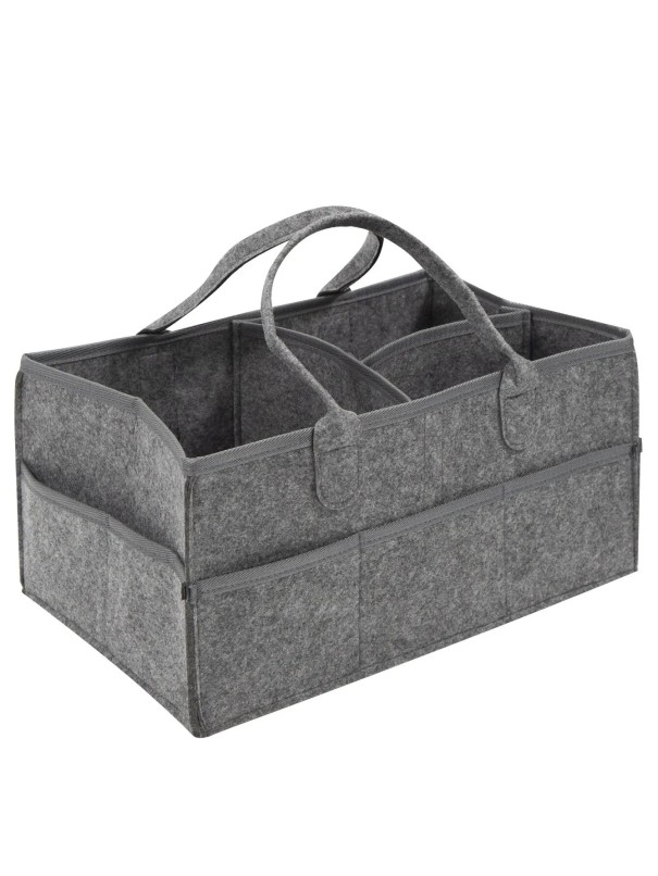 Mala de Mudança Portátil com Divisórias Internas 38 x 23 x 18 cm Caixa de Armazenamento Prática para Bebé Sem Acessórios cinzento