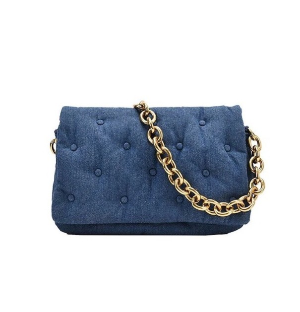 Mala de senhora com corrente dourada M675 azul escuro
