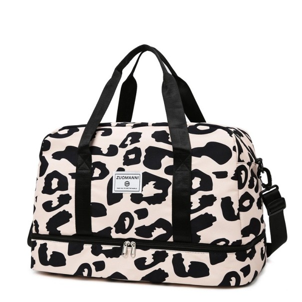 Mala de viagem desportiva feminina 49 x 24,5 x 32 cm Mala leve e espaçosa com estampado de leopardo Mala estilosa para o fim de semana Bolsa de fitness para viagens 1