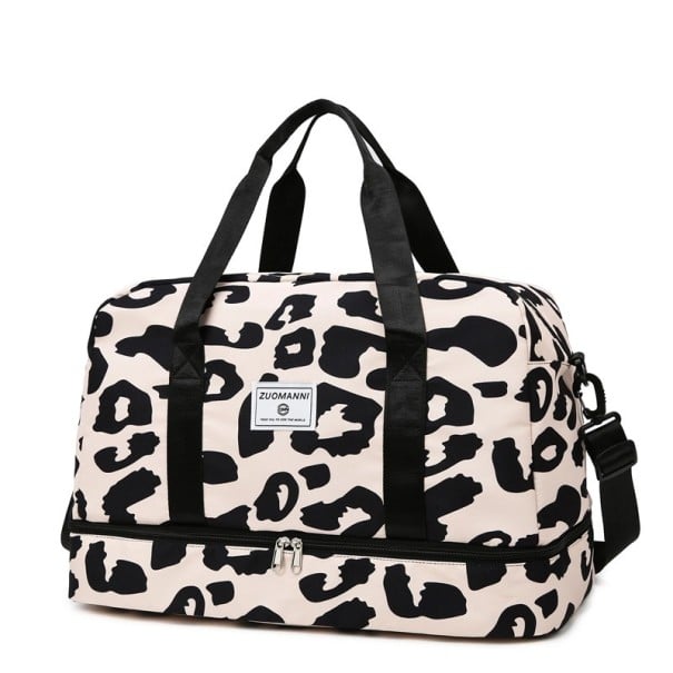 Mala de viagem desportiva feminina 49 x 24,5 x 32 cm Mala leve e espaçosa com estampado de leopardo Mala estilosa para o fim de semana Bolsa 1