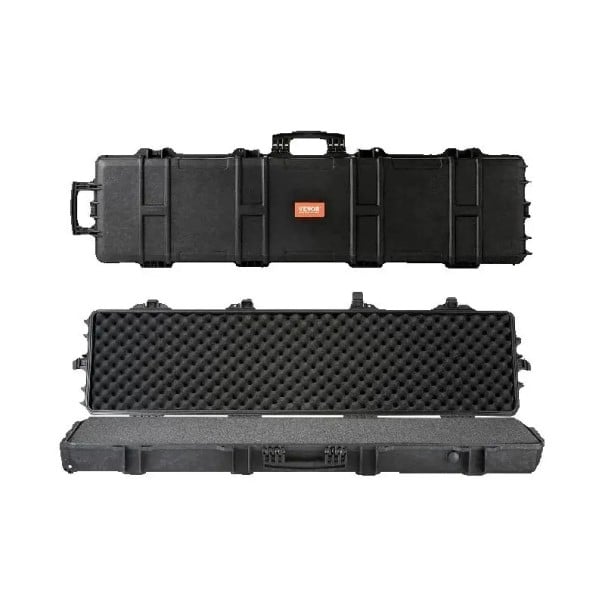 Mala para espingarda à prova de água IP67 para 2 armas até 102 cm 1380 × 385 × 155 mm material PP preto caixa de transporte resistente 1
