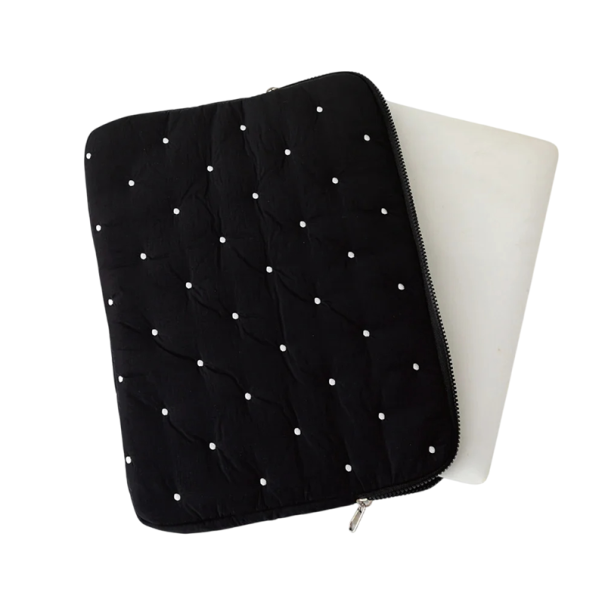 Mala para notebook 13–14 polegadas Saco protetor para MacBook Cores neutras Interior acolchoado Alça de transporte Design elegante preto