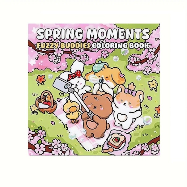 Malbücher für Kinder und Erwachsene mit Frühlingsmotiven und niedlichen Tieren 20 x 20 cm Zeichenbuch zur Entspannung und Kreativität 1