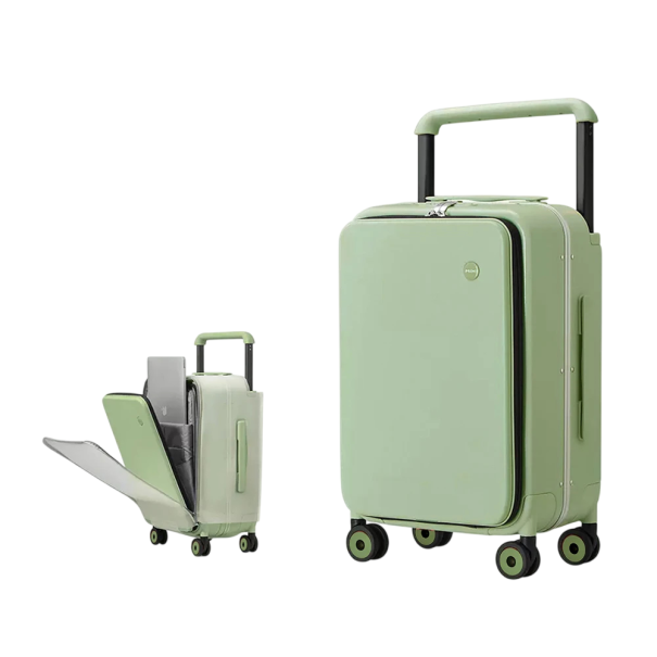 Maleta de viaje con ruedas 60 cm Marco de aluminio y PC Mango telescópico ancho Bolsillo interior multifuncional Gran equipaje de viaje verde