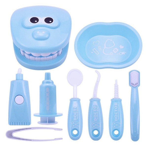 Maletín infantil con material dental 9 uds. azul claro