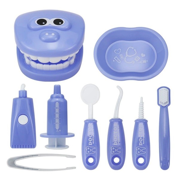 Maletín infantil con material dental 9 uds. morado