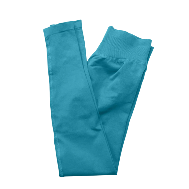 Mallas deportivas sin costuras para mujer, pantalones de fitness con cintura elástica, mallas moldeadoras hasta el tobillo para yoga y correr. turquesa S