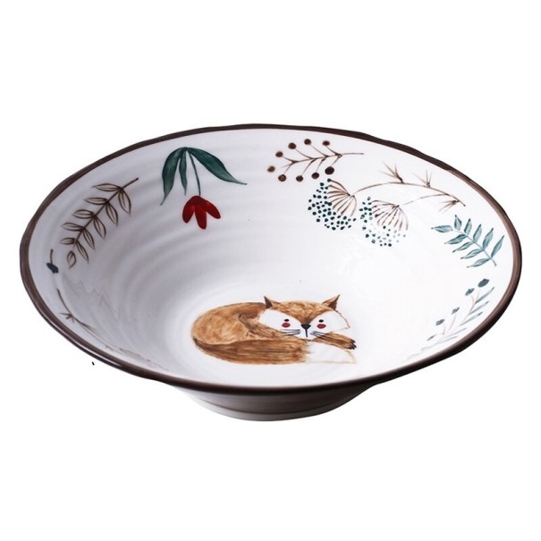 Maľovaný tanier so zvieratami tmavo hnedá