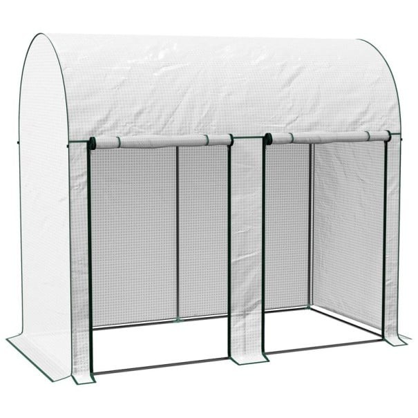 Malý skleník se 2 rolovacími dveřmi na zip rozměr 200 x 100 x 178 cm z ocelového rámu a PE plachty 140 g/m² bílý na rostliny 1