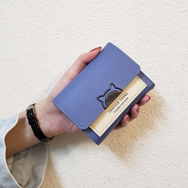 Mały skórzany portfel damski M259 niebieski