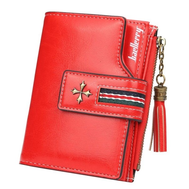 Mały skórzany portfel damski M396 czerwony