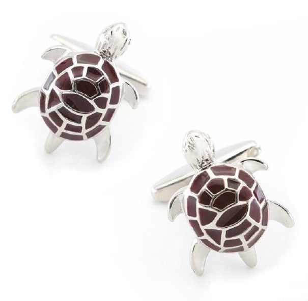 Manchetknopen met schildpadmotief T1359 koffiekleur
