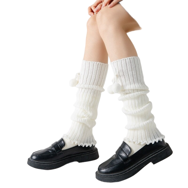 Manchons de jambe avec pompons et finition décorative 2