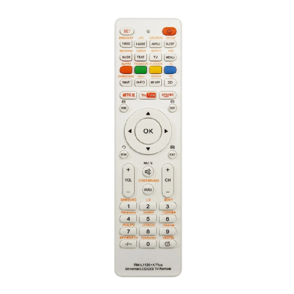 Mando a distancia de repuesto blanco RM-L1130+X, universal para televisores LG, Samsung, Sony, Panasonic y Philips, LED y LCD Smart TV. 1