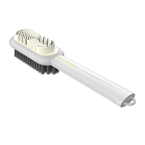 Mânere lungă pentru curățarea încălțămintei cu două fețe 19 x 3,6 x 4 cm Parte din cauciuc și parte din peri Perie multifuncțională pentru încălțăminte din plastic ABS rezistent alb