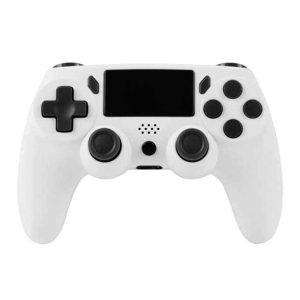 Manette de jeu sans fil avec pavé tactile, barre lumineuse, fonction de vibration et gyroscope à 6 axes pour une expérience de jeu réaliste blanc