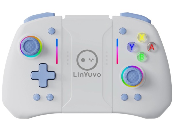 Manette sans fil divisée KS42-1 pour Switch/OLED avec lumière RGB, vibrations, fonction Turbo et choix de couleurs y compris blanc et noir bleu