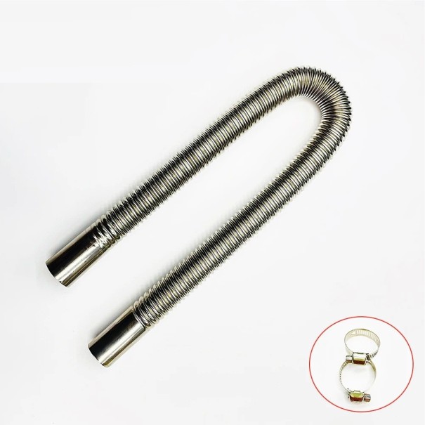 Manguera de calefacción diésel universal para estacionamiento 60 x 2,5 cm Acero inoxidable Tubo de escape flexible para coche y caravana 1