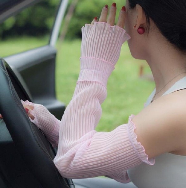 Maniche da donna con volant rosa chiaro