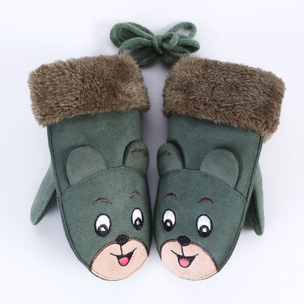 Manoplas de invierno para niños F1 verde