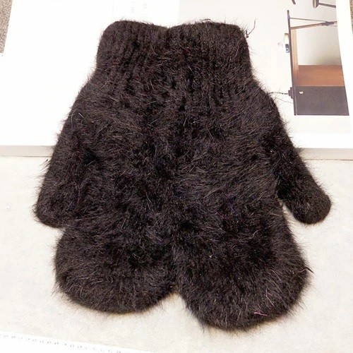 Manoplas peludas para mujer J3011 marrón