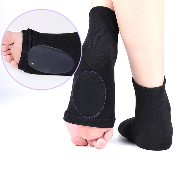 Manșoane de compresie pentru susținerea arcului plantar cu întărire cu gel Împotriva durerii de picior Se poartă în încălțăminte Design elastic negru 1 pereche 1