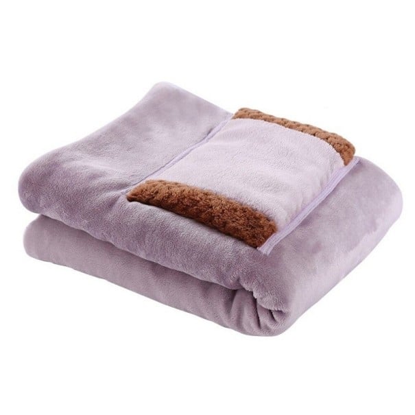 Manta aquecida com bolso para as mãos 80 x 60 cm roxo