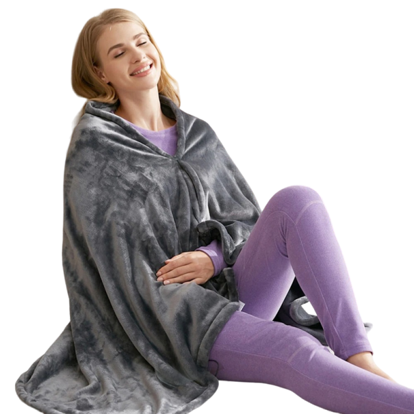 Manta aquecida com fecho de correr 150 x 80 cm Manta aquecida cinza com 8 zonas de aquecimento e 3 modos de temperatura para conforto em casa 1