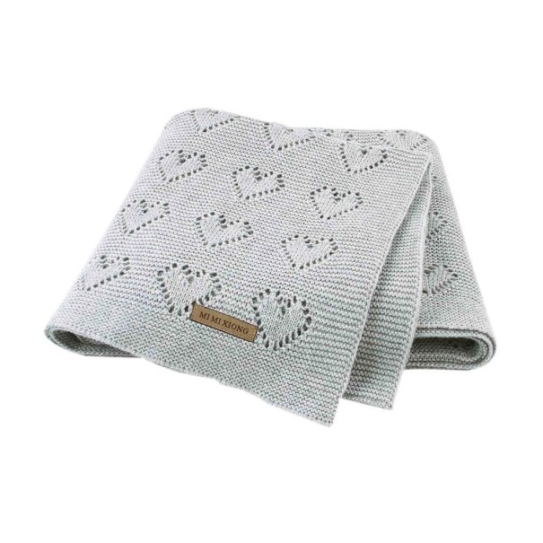 Manta de bebé con corazones gris