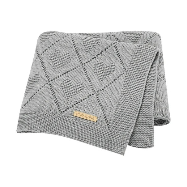 Manta de punto de algodón para bebé 70x90 cm Mimixiong Manta para cochecito Manta para cuna Suave para bebés Manta para dormir gris