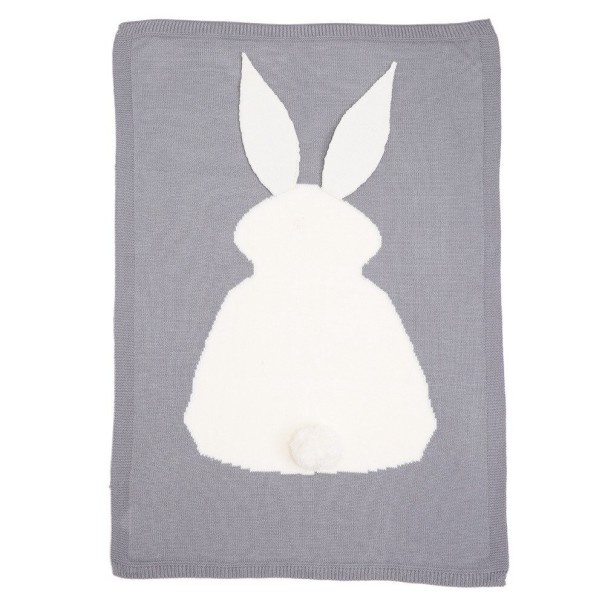 Manta infantil con conejo gris
