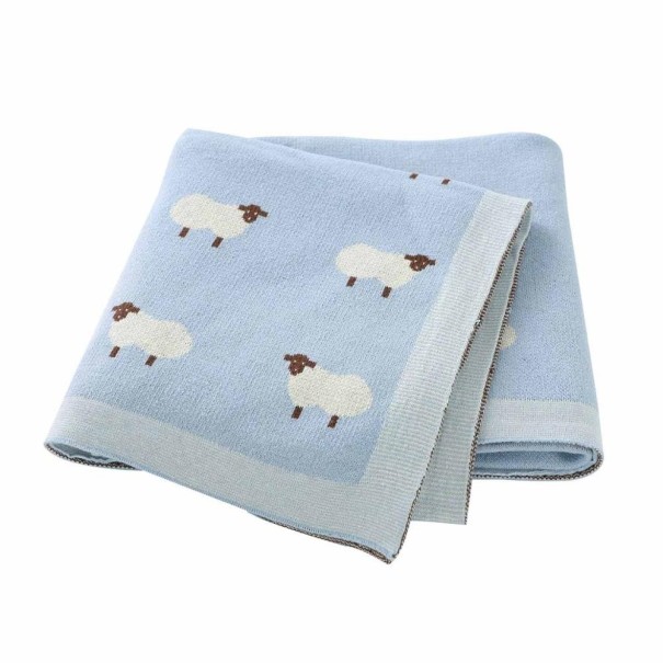 Manta infantil con oveja azul claro