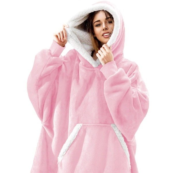 Manta oversized com mangas rosa