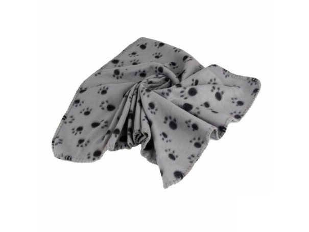 Manta para perro con estampado de patas gris