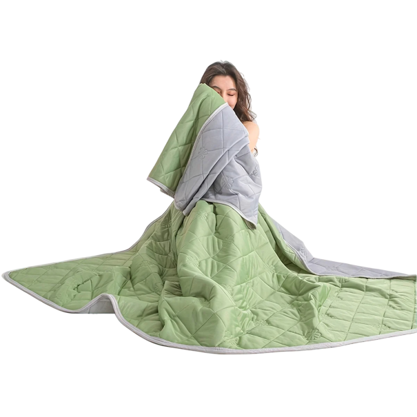 Manta refrescante de verano 200 x 230 cm con triple capa transpirable Manta de verano para noches calurosas Diseño reversible verde