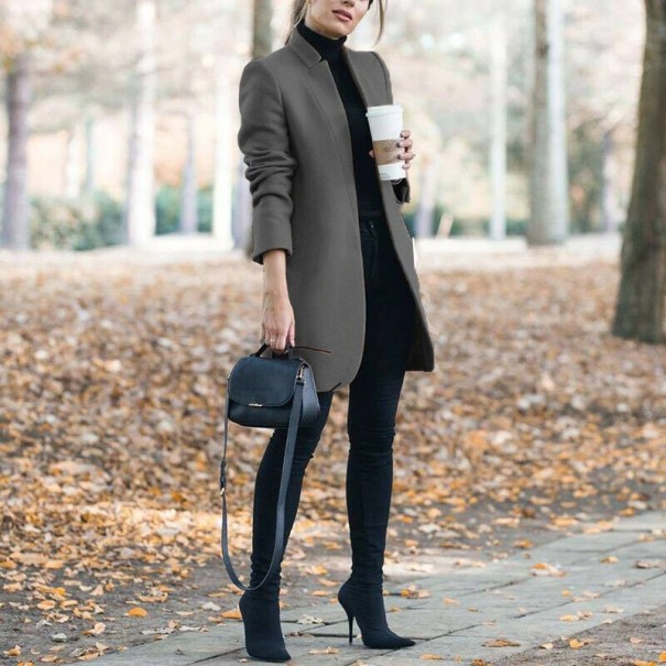 Manteau d'automne pour femmes B674 gris foncé XL
