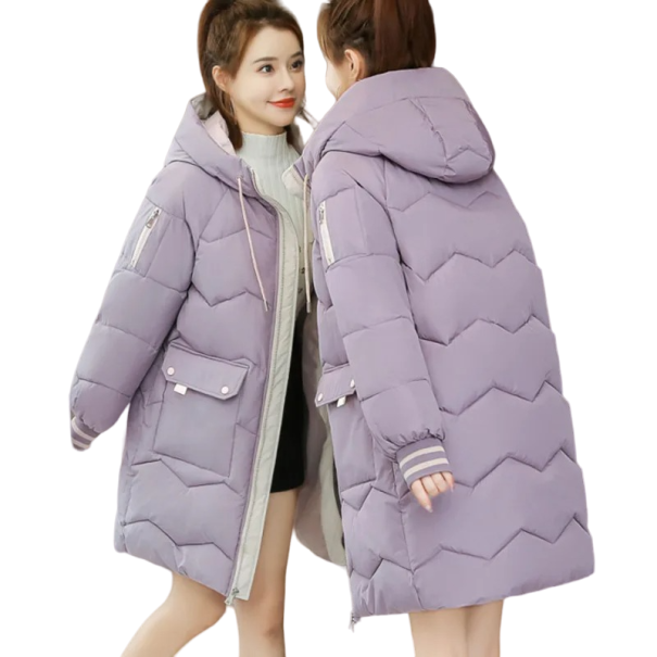 Manteau d'hiver pour femmes avec capuche violet clair XXL