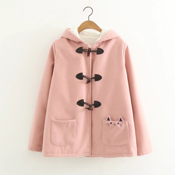 Manteau d'hiver pour femmes avec fourrure P2224 rose M