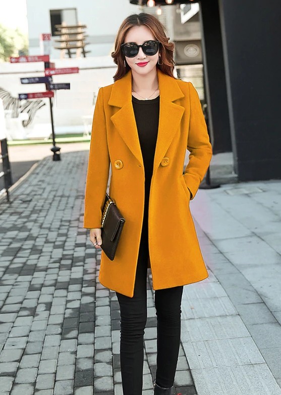 Manteau d'hiver pour femmes J2452 jaune M